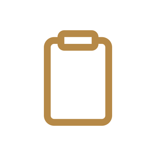 Icon of a clipboard on a black background.