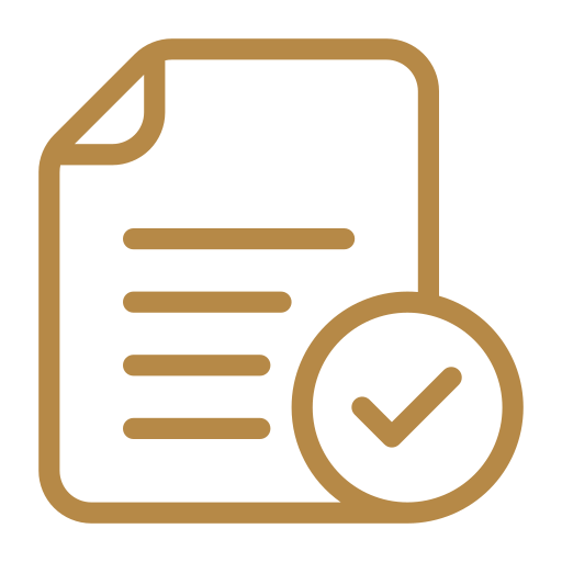 Icon of a document with a checkmark symbol.