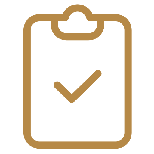Icon of a clipboard with a checkmark.