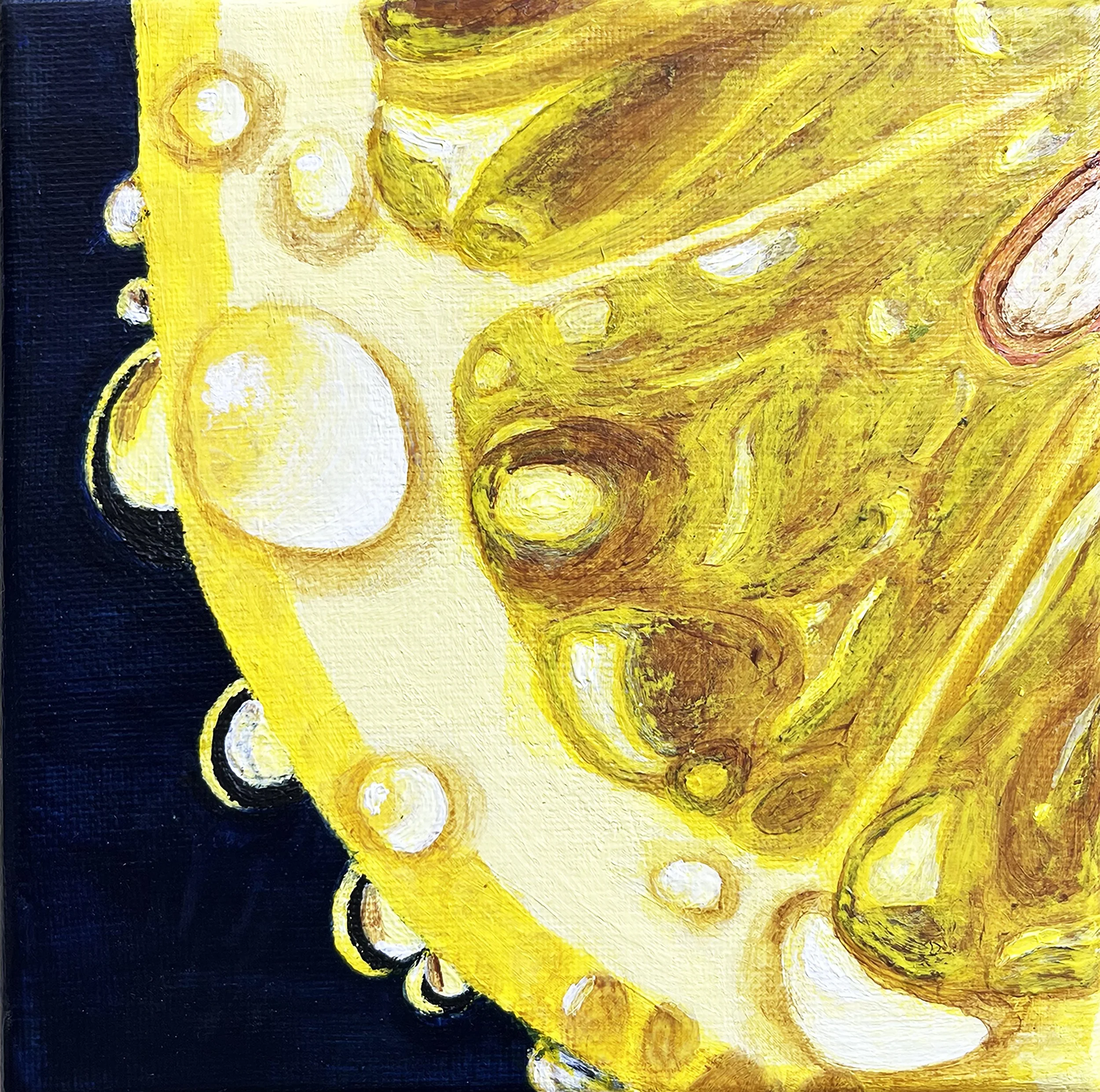 Left Out All Night: Original Lemon Acrylic Painting 6 × 6 inches