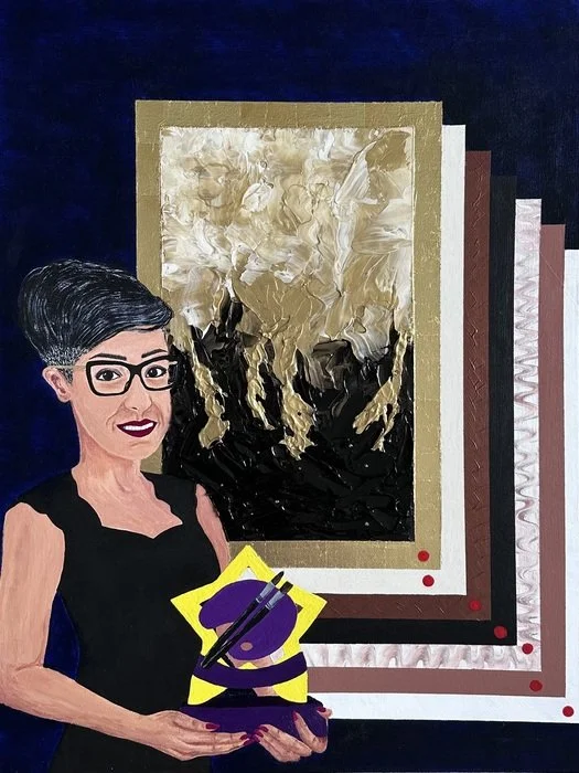 Self portrait series: The Sum of Me. Piece 5 of 5 
I am creating my future. All my life I had focused on everything else but art. Now I am building a life that my art comes first and it'll be my career. I will sell my art, win awards, & shine. I pain