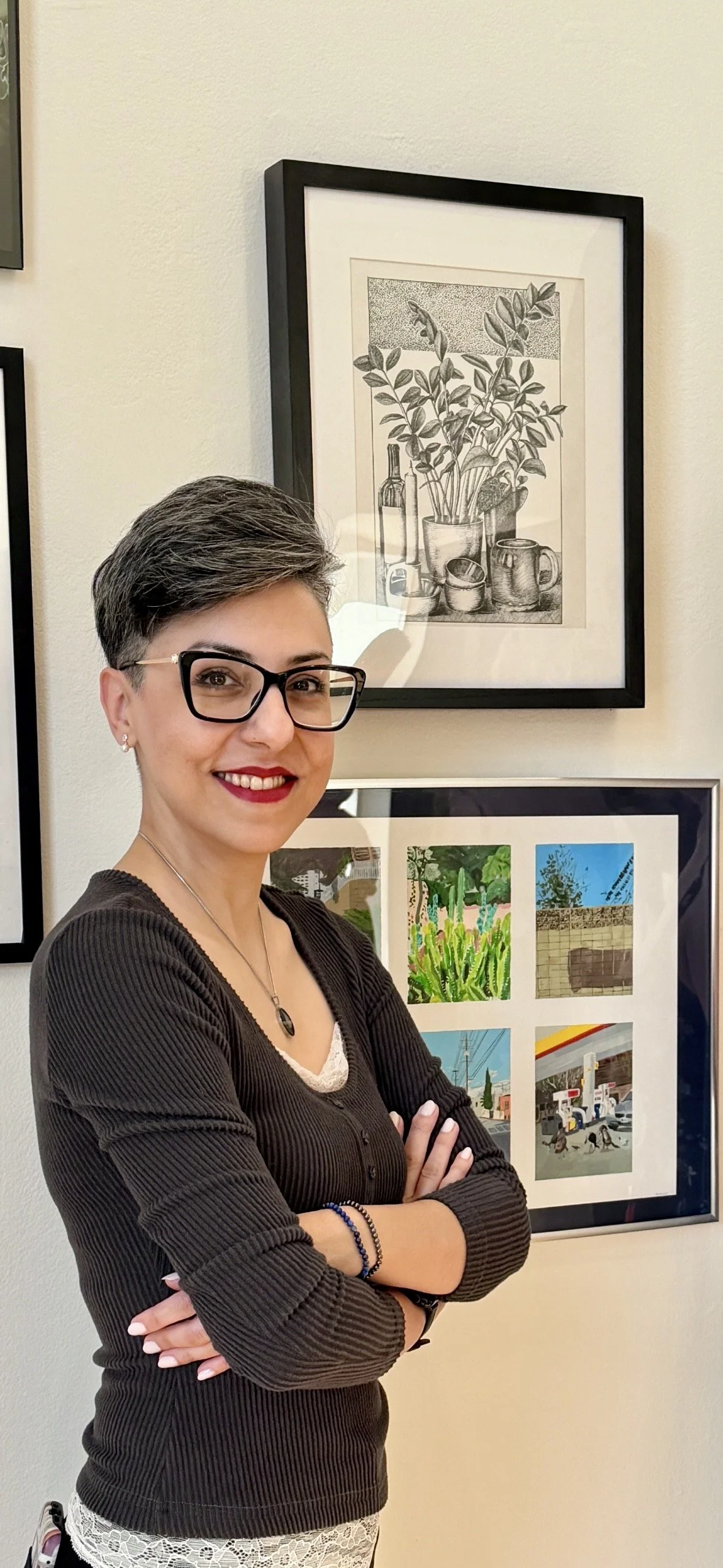 Hedi At Laney Art Exhibition With Her Drawing