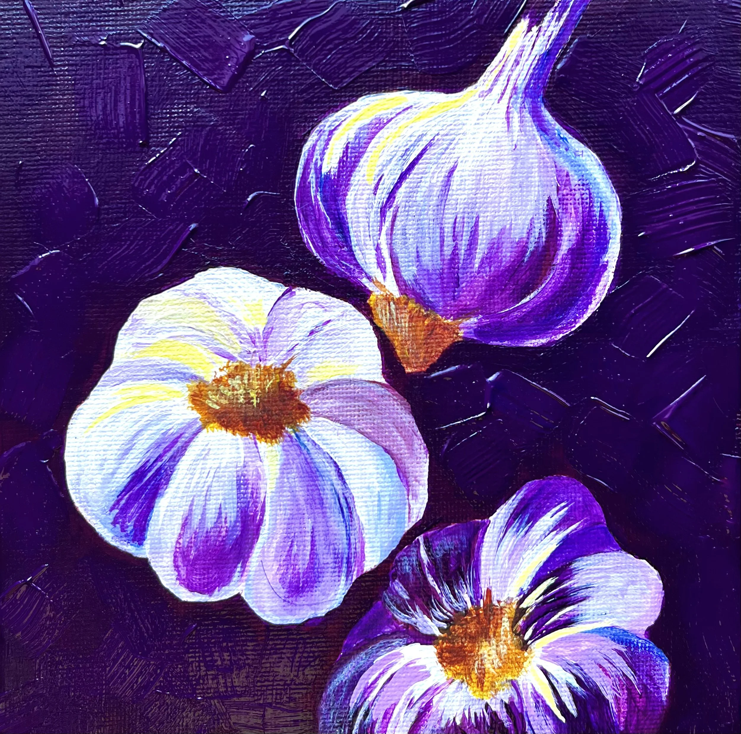 Triple Threat — Three Garlics Acrylic Painting
