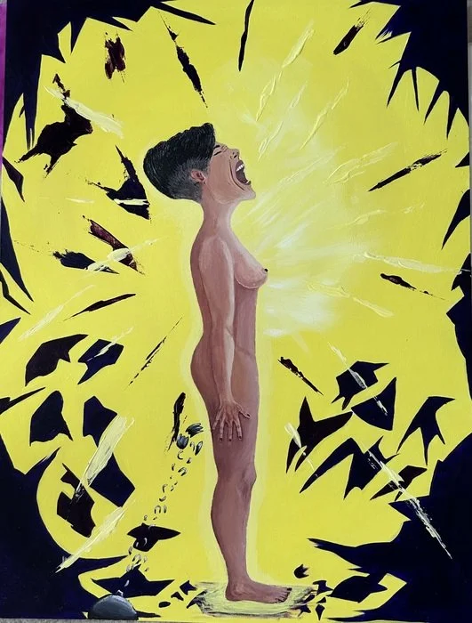 Self portrait series: The Sum of Me. Piece 4 of 5 
I relate to this piece the most because I have been shattered to pieces so many times in my life, but every time, I put my pieces back together and stood up even stronger. I broke all the chains and 
