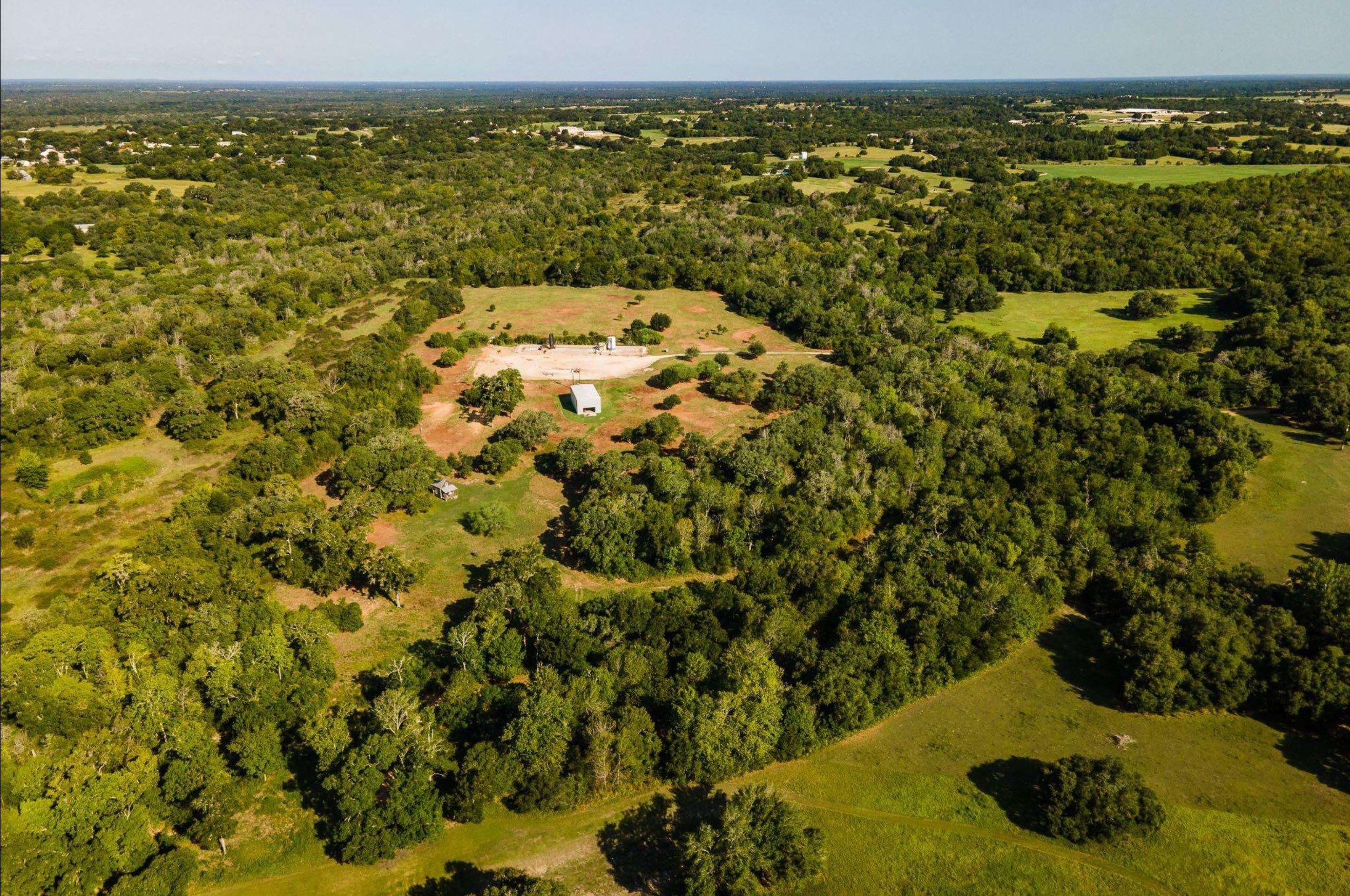 Aerial view of Oaks End Ranch in Round Top, Texas