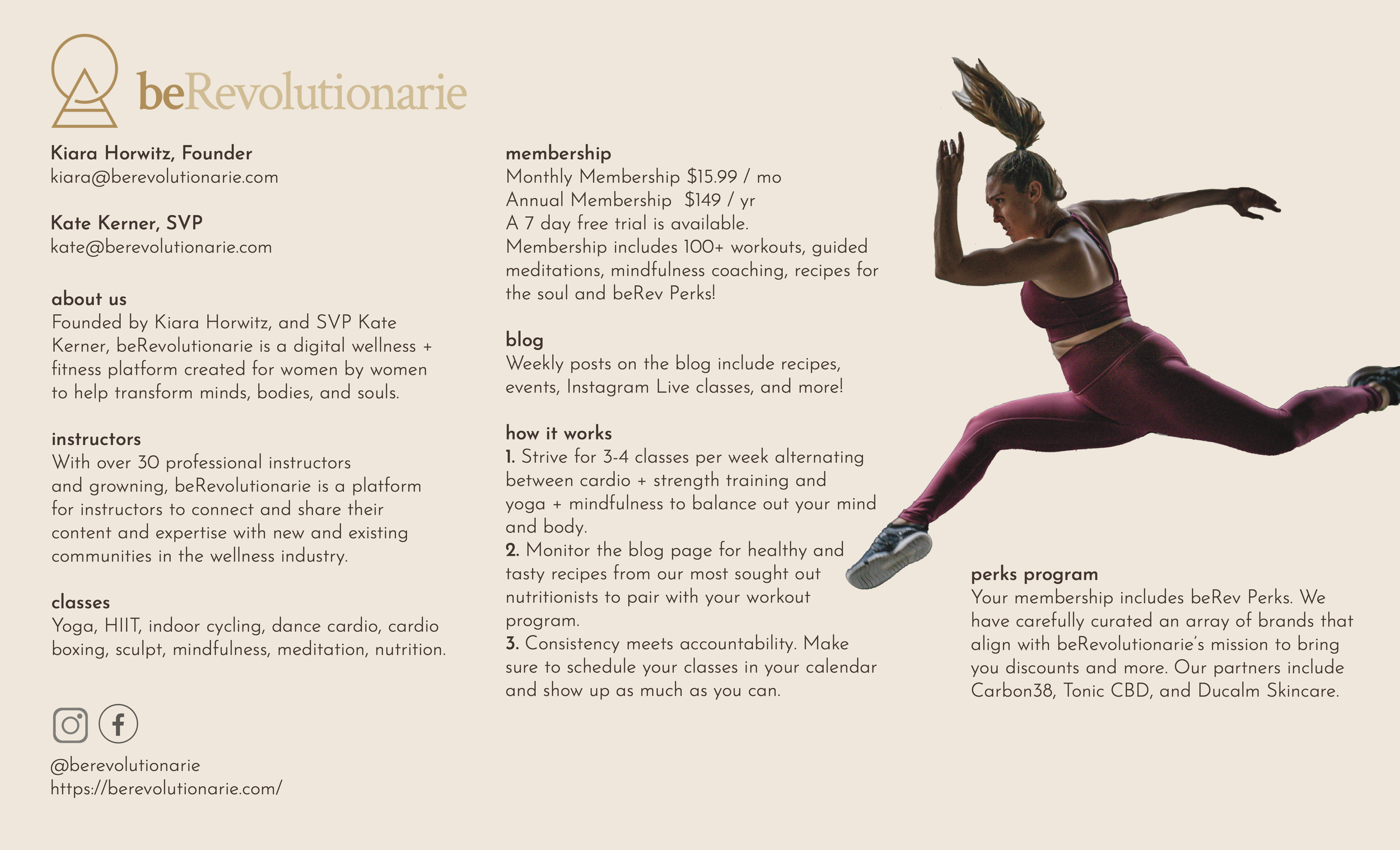 Brand overview designed for beRevolutionarie’s prospective collaborators