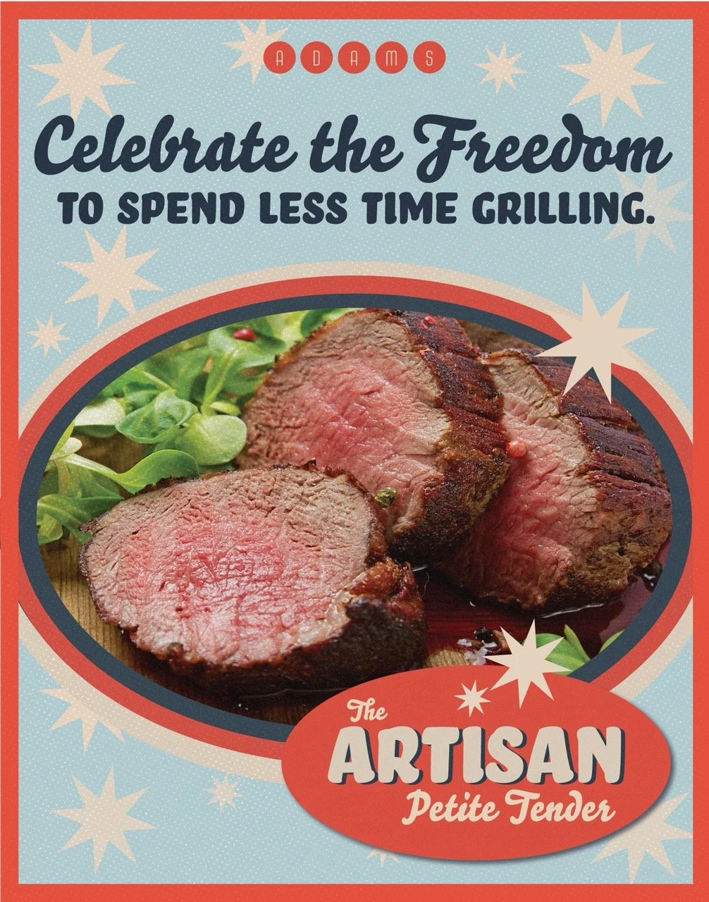 July Fourth promotional poster created for Adams Fairacre Farms