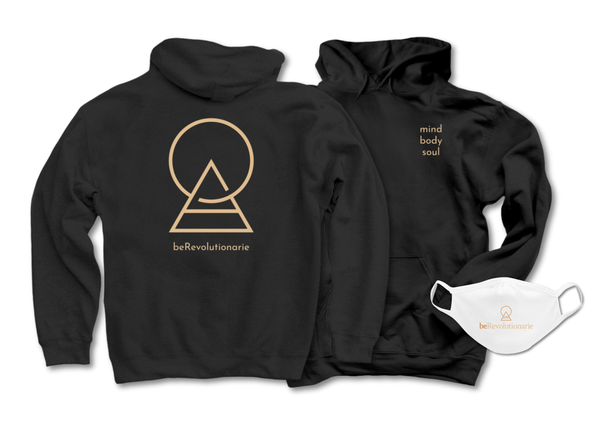 beRevolutionarie logo and brand identity applied to apparel concepts