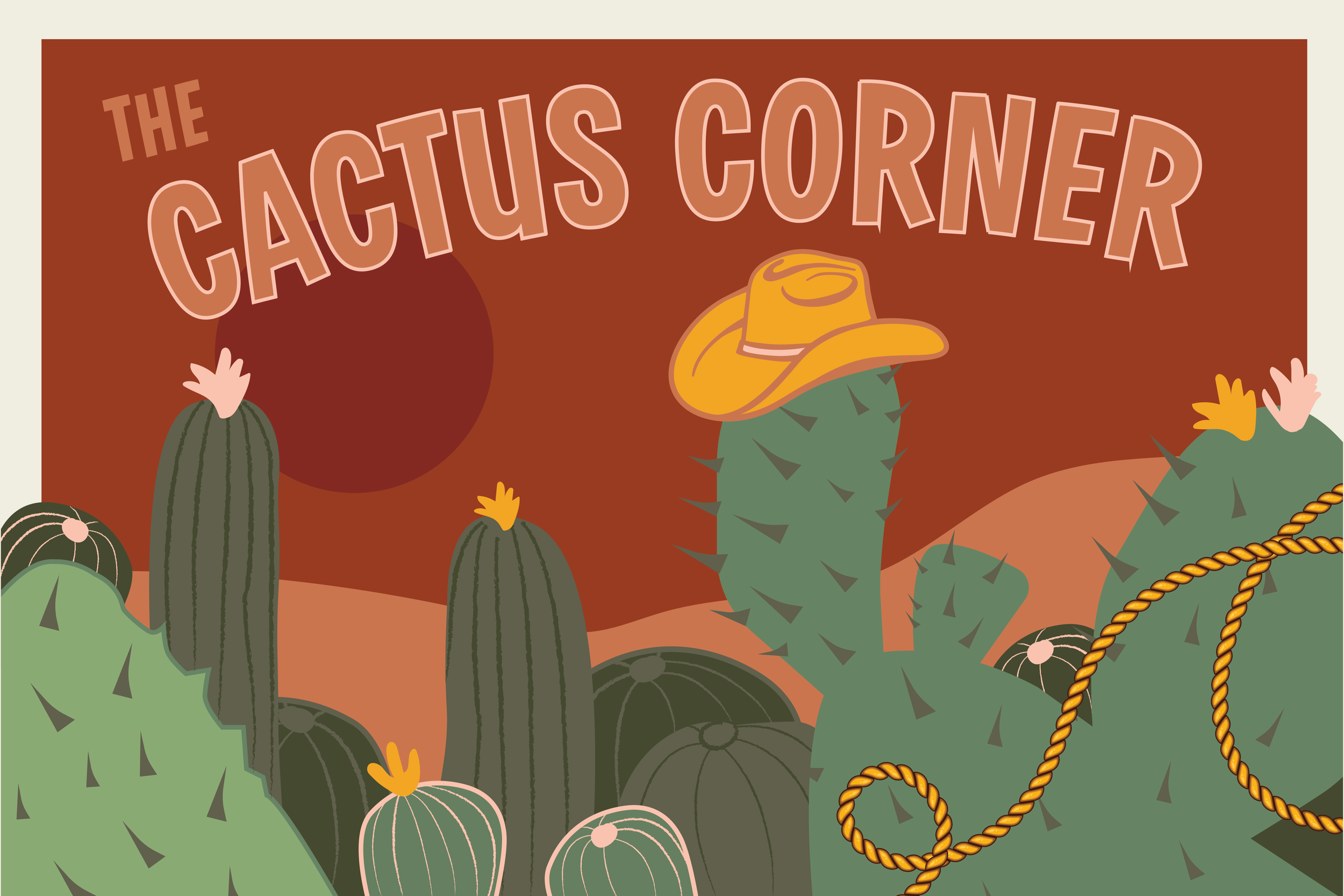 Hanging signage cactus illustration designed for the garden center