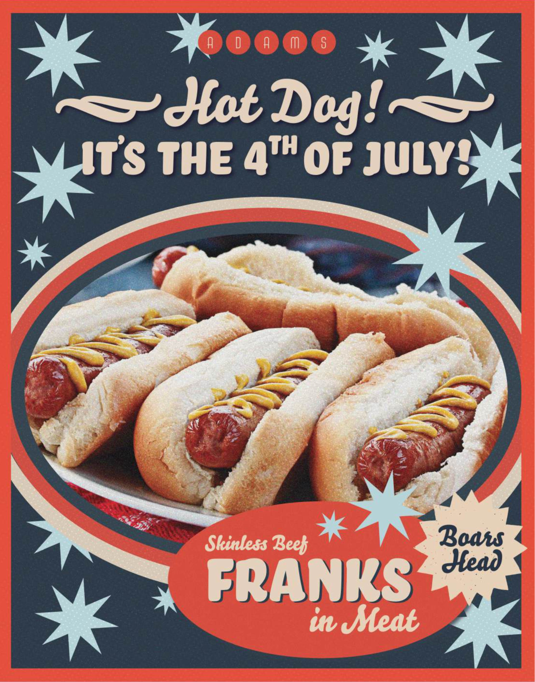 July Fourth promotional poster created for Adams Fairacre Farms