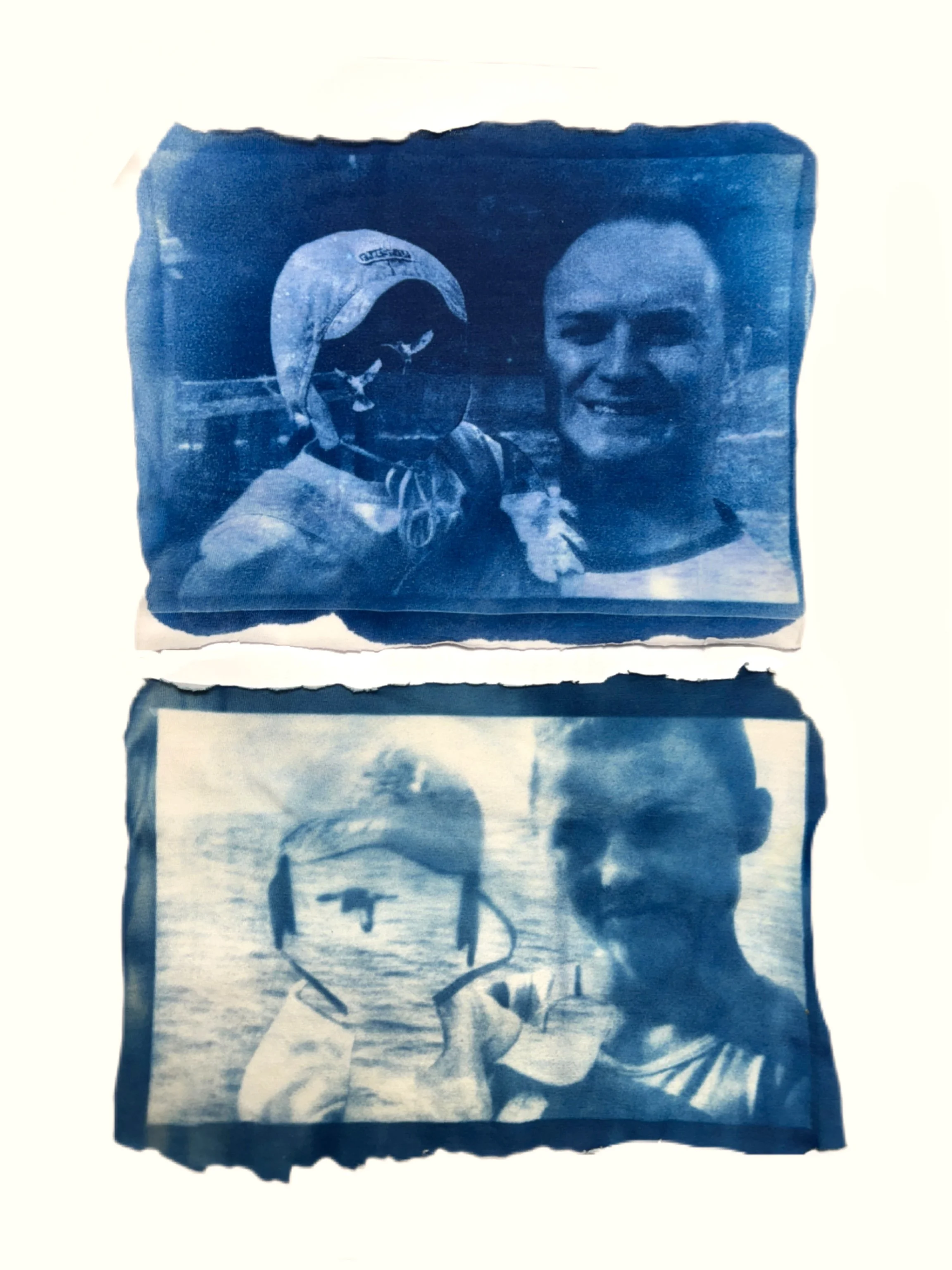 Self(less) Portraits in Blue, 2024. Cyanotype on cotton. 