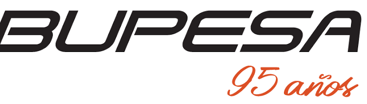 Logo with the word 'BUPESA' in bold black letters and '95 años' in orange cursive.