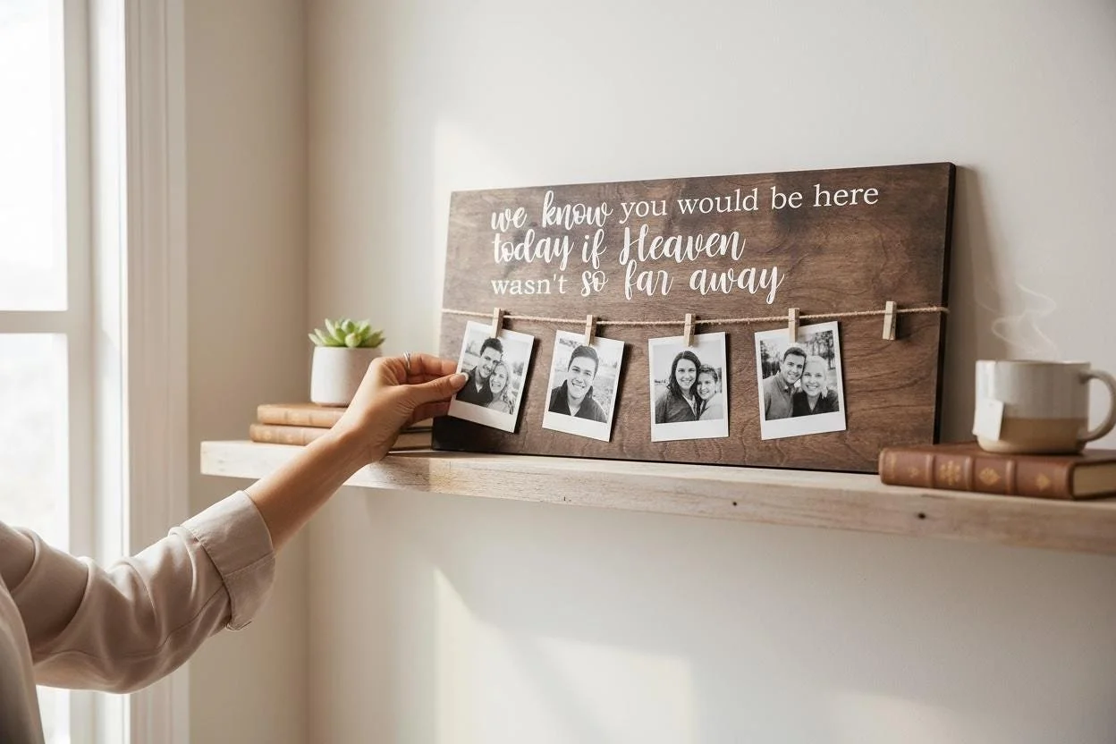 Rustic Wooden Memorial Sign We Know You Would Be Here Today If Heaven Wasn’t So Far Away Wedding Custom Signage Ceremony Reception
