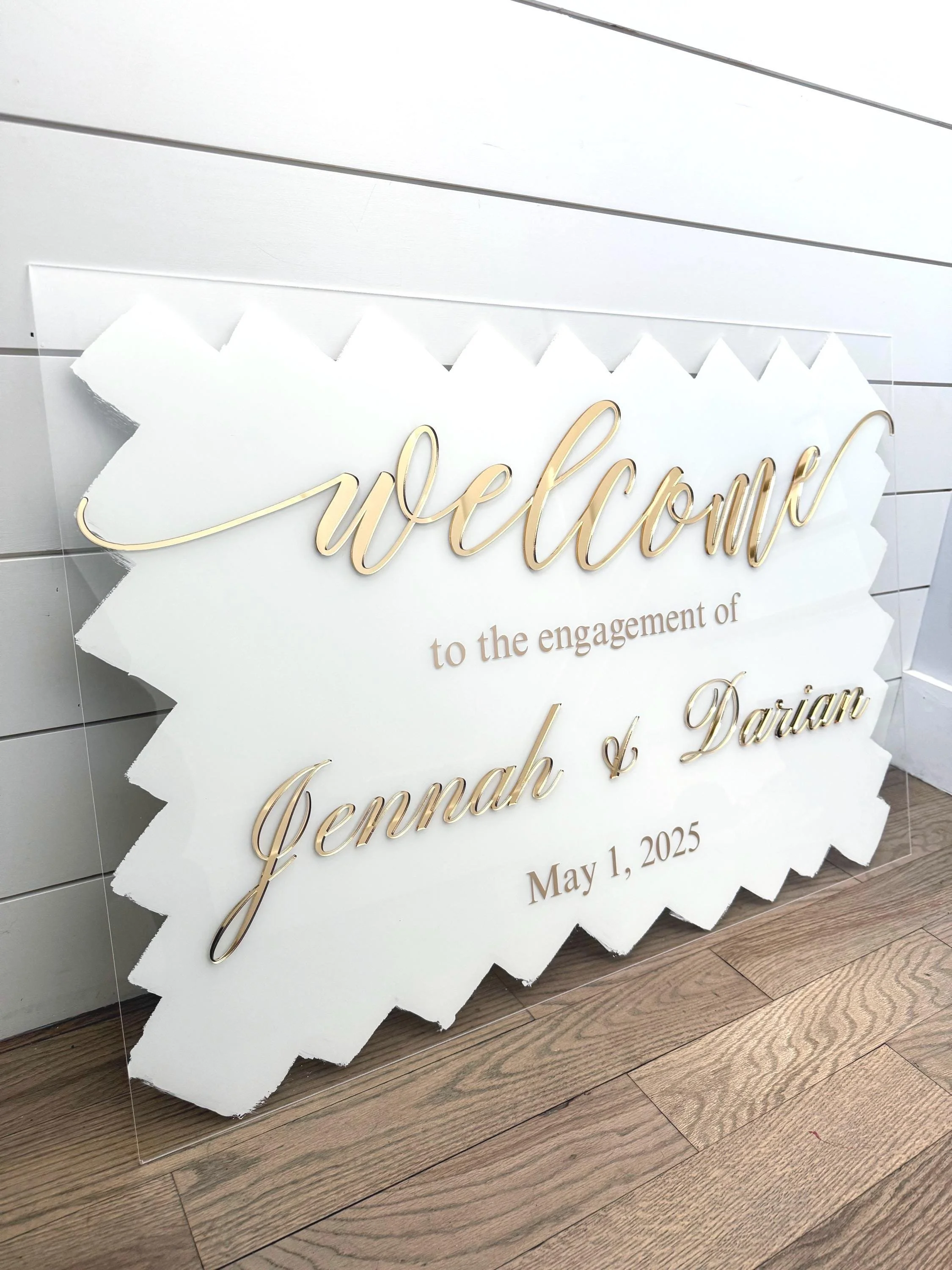 3D Acrylic Brushed Back Wedding Welcome Sign Welcome To Our Wedding Signage 24x36 inch Back Painted Acrylic Sign, Engagement Signs