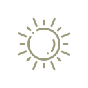 Simple line drawing of a sun with rays