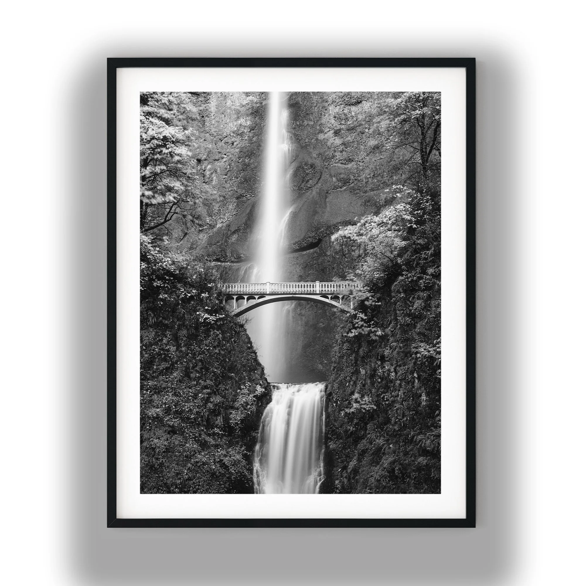 Multnomah Falls black and white photo