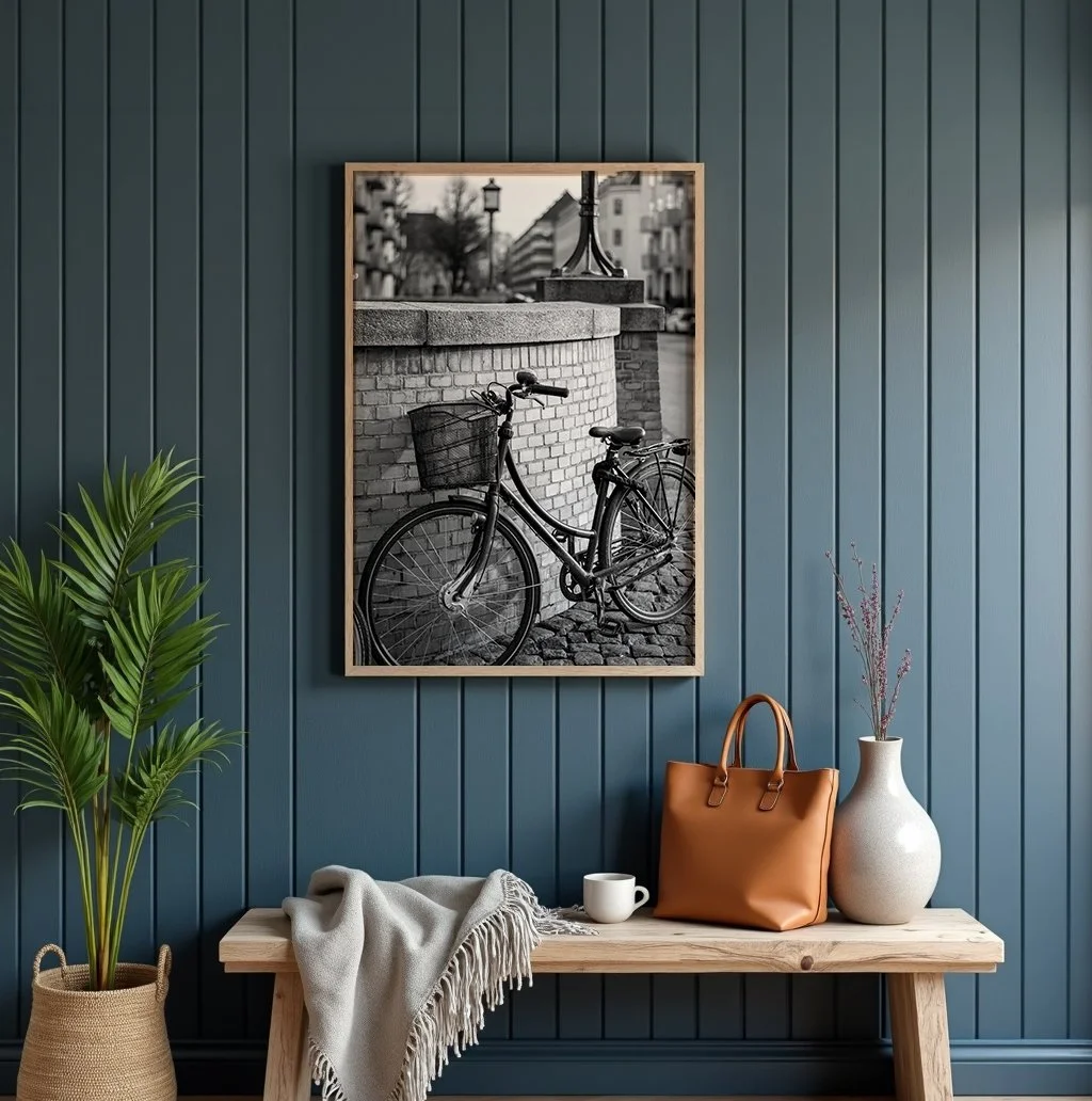 Transform Your Space with Vintage European Charm: "Vintage City Bike" Monochrome Wall Art