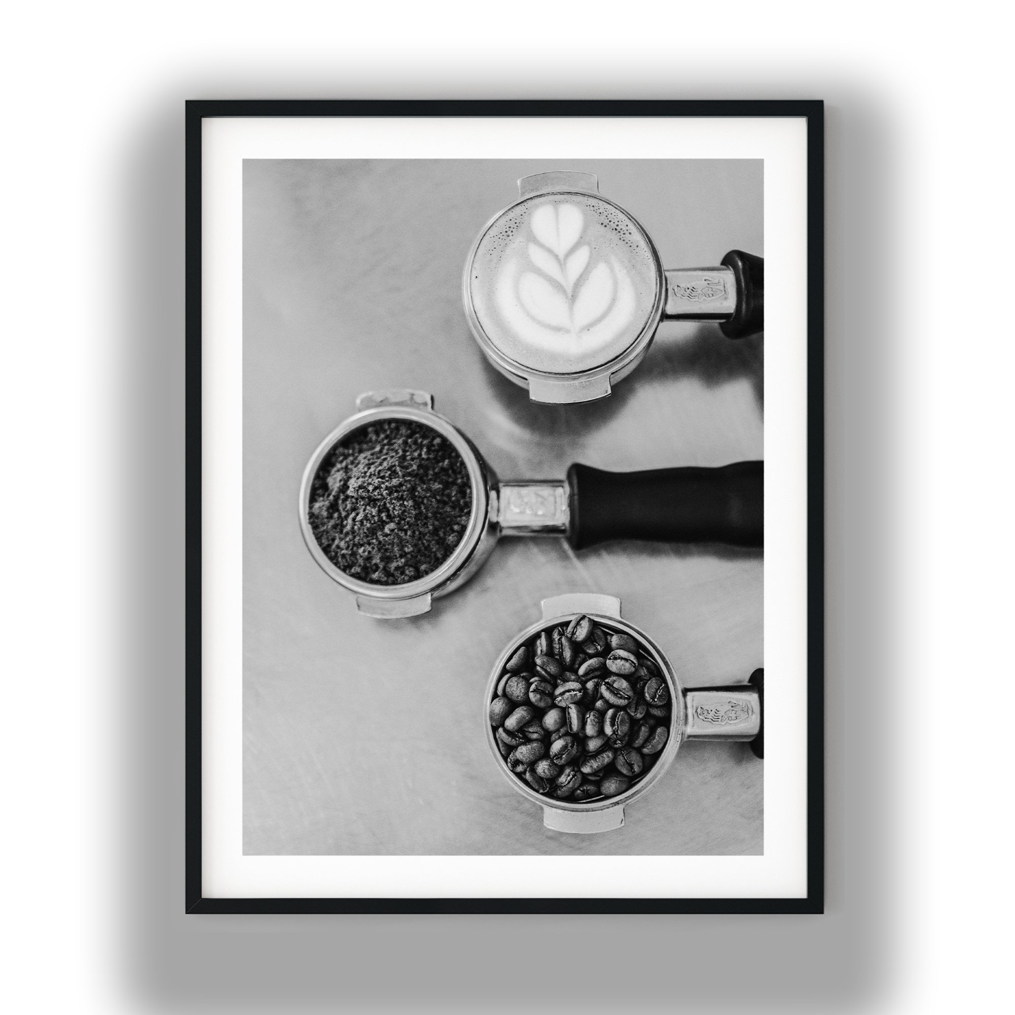 Espresso Beans Grounds Latte black and white photo