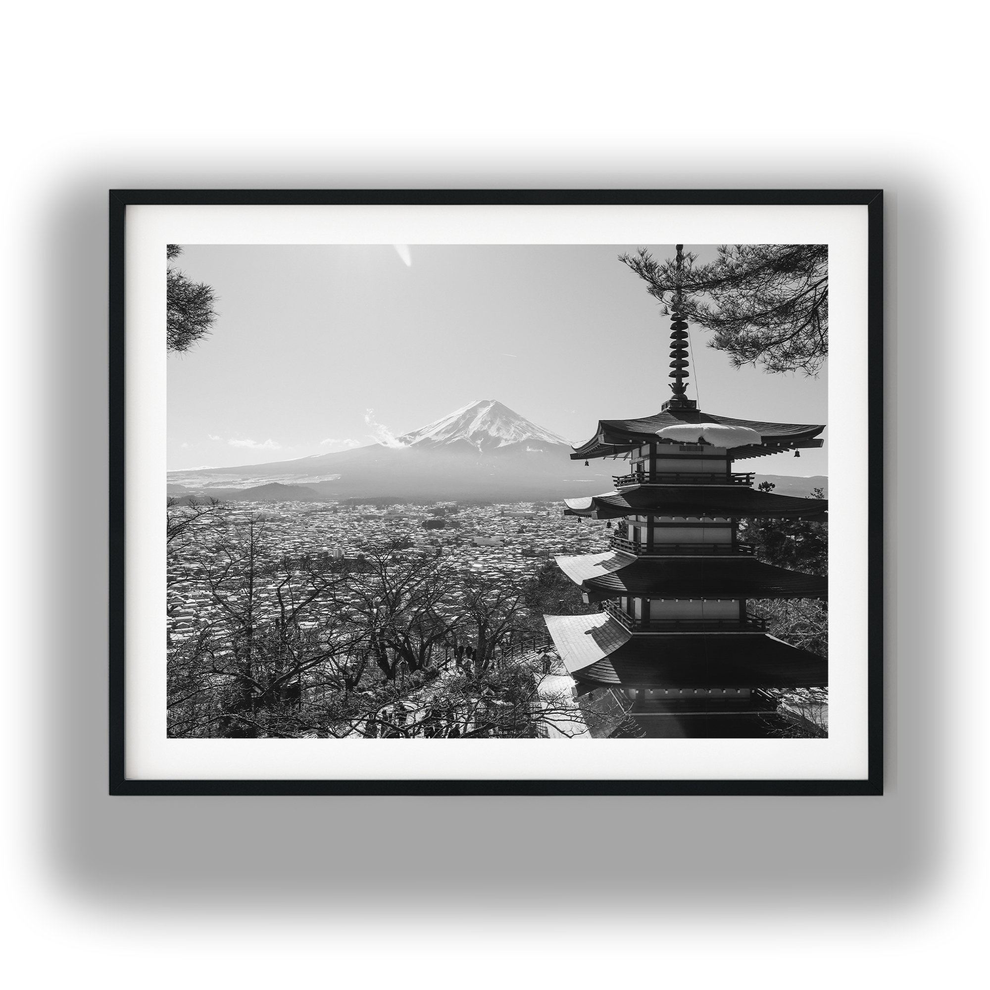 Mount Fuji black and white photo