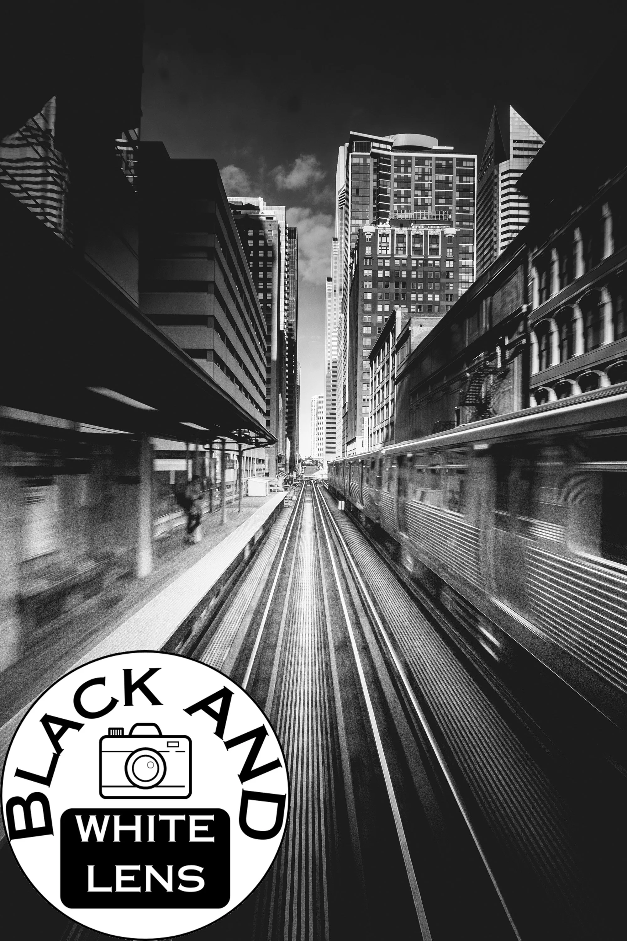 Urban City Transit black and white photo