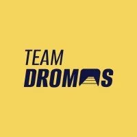 Yellow background with black text reading 'TEAM DROMAS'