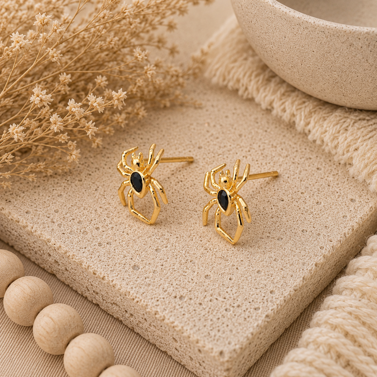 Black Gem Spider Studs
