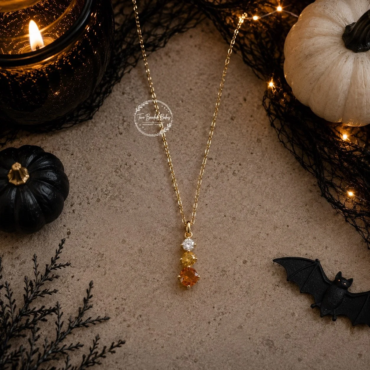 Candy Corn Rhinestone Necklace