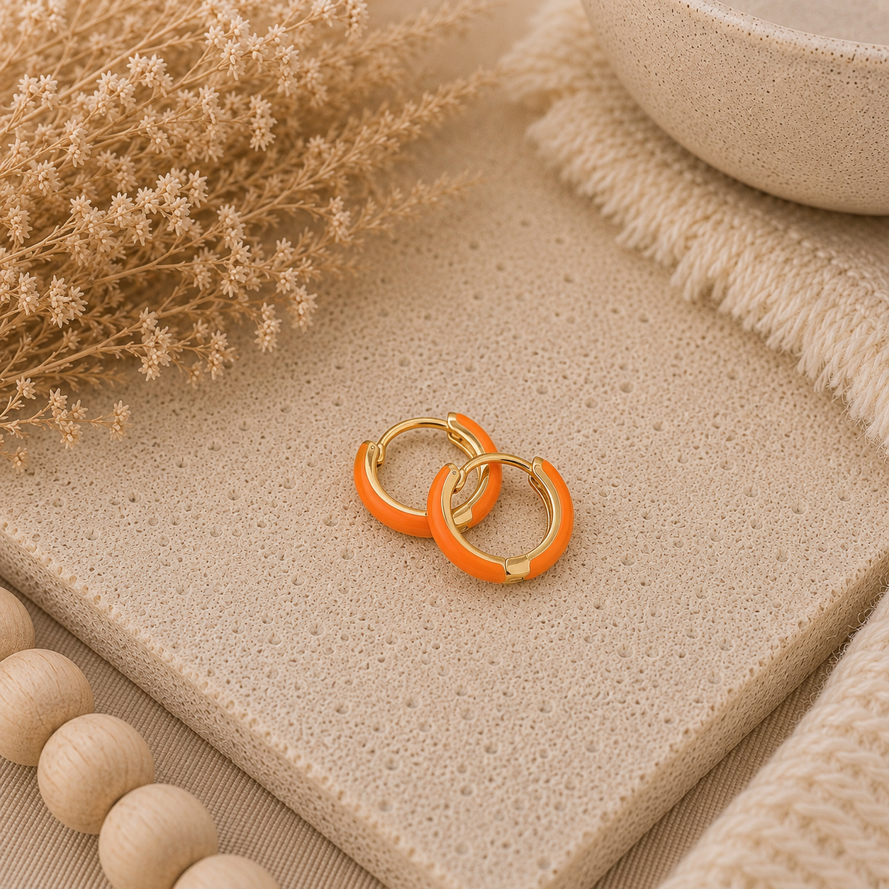Orange Huggie Hoops