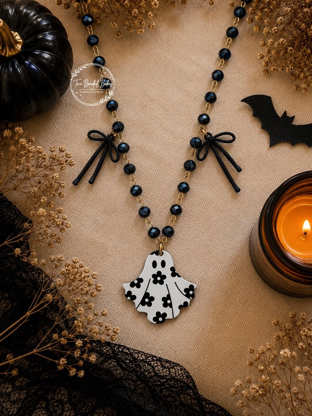 Black Blooming Boo Necklace