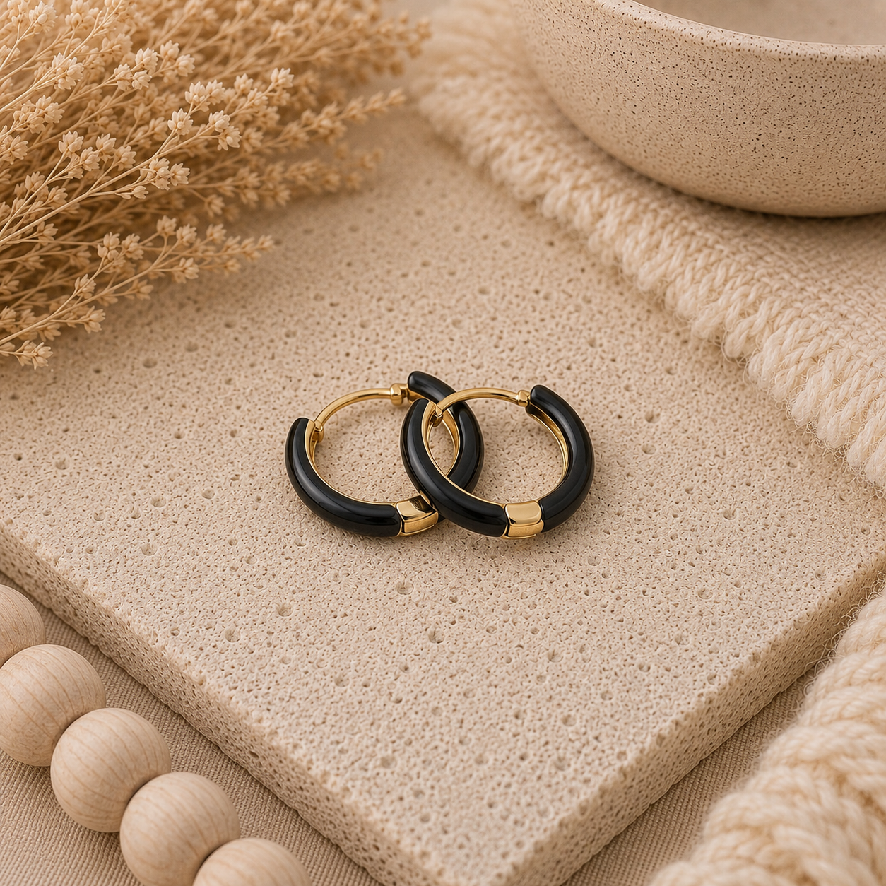 Black Huggie Hoops