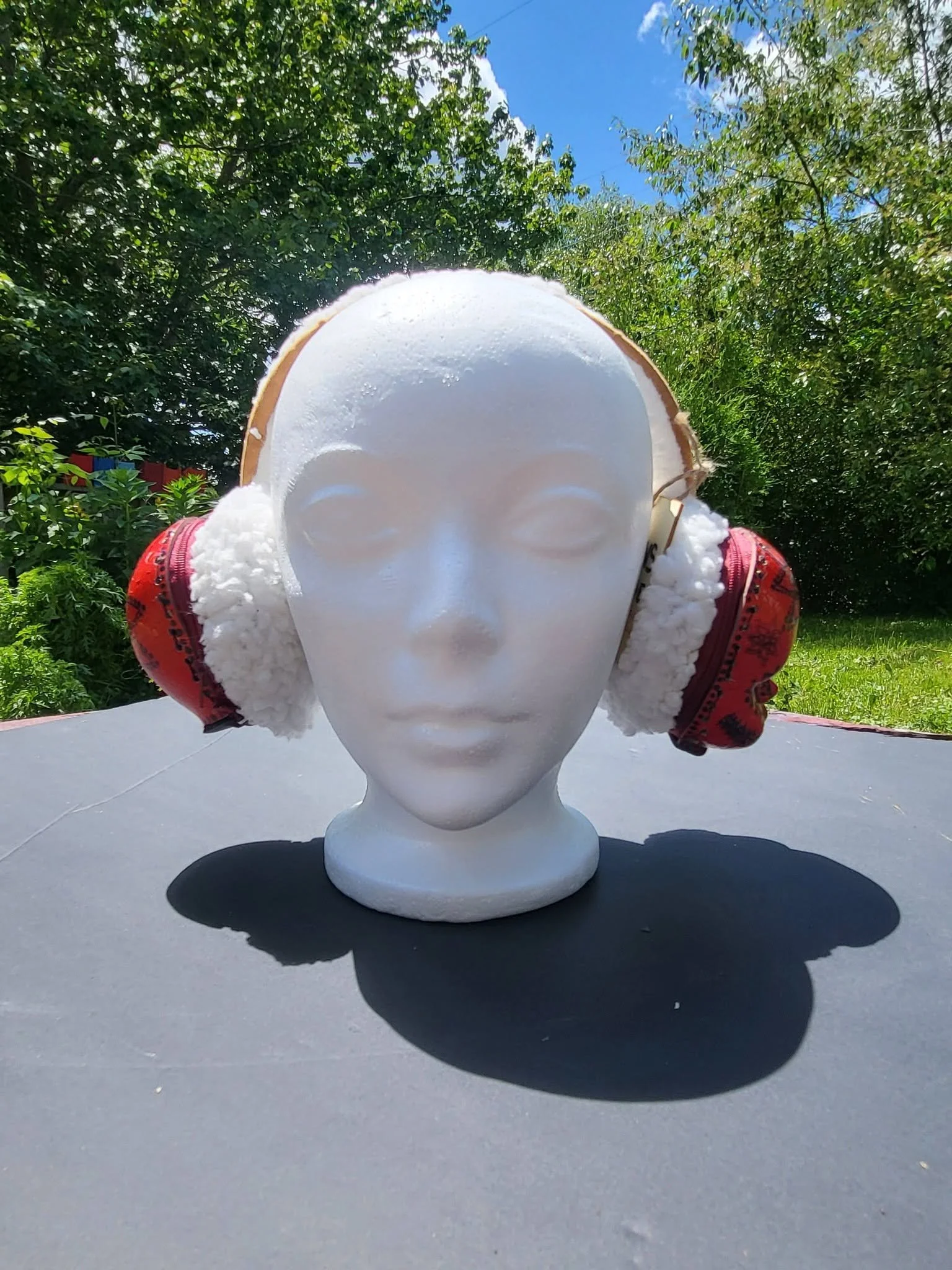 Red/Black Day Of The Dead Earmuffs