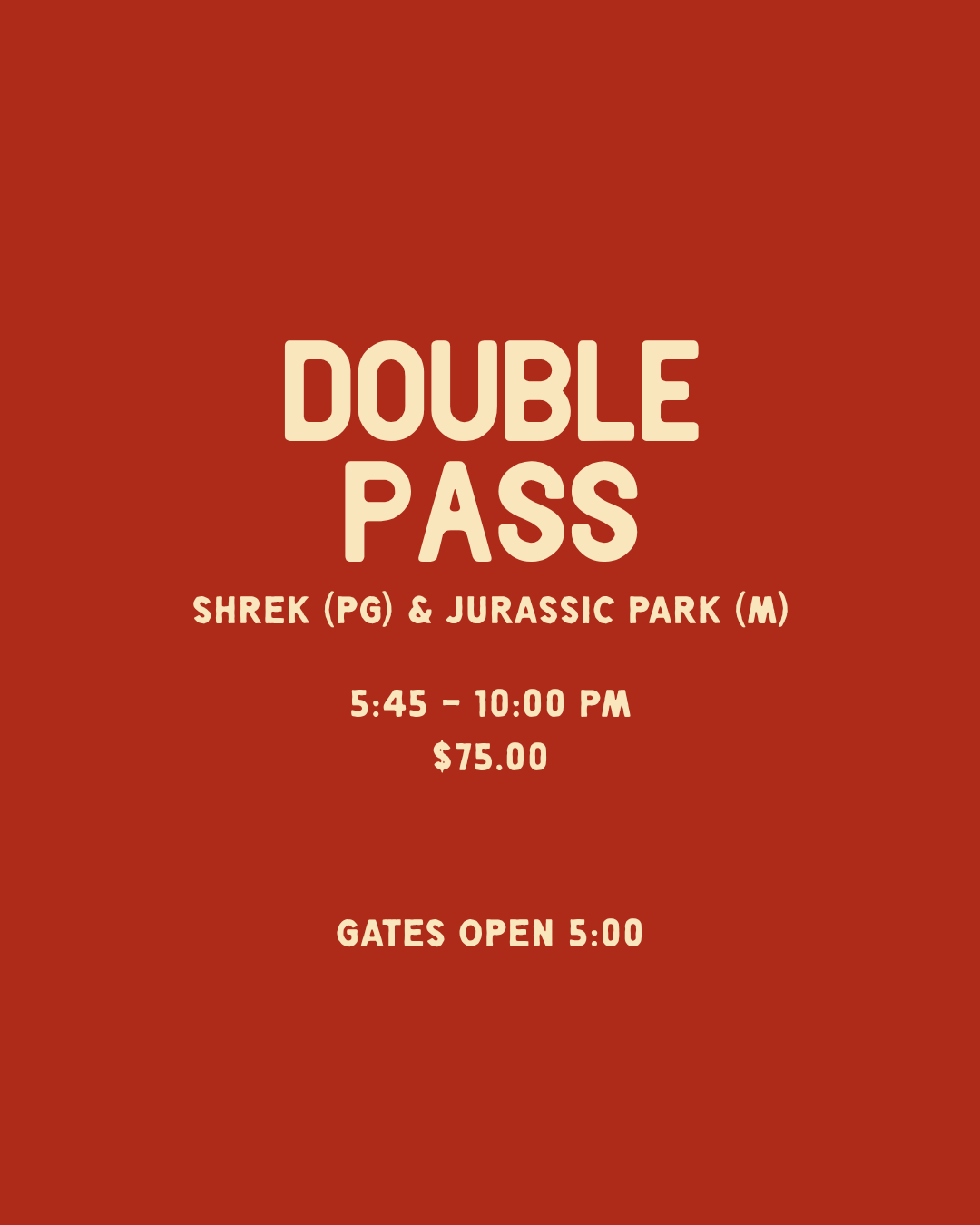 Double Feature Pass – One Vehicle