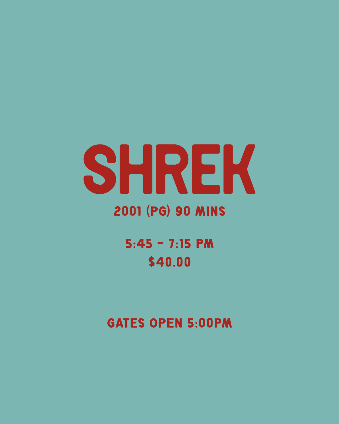 Shrek (PG) – One Vehicle Pass