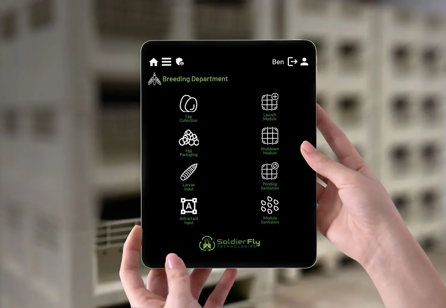 Entoware Breeding Department iPad screen view