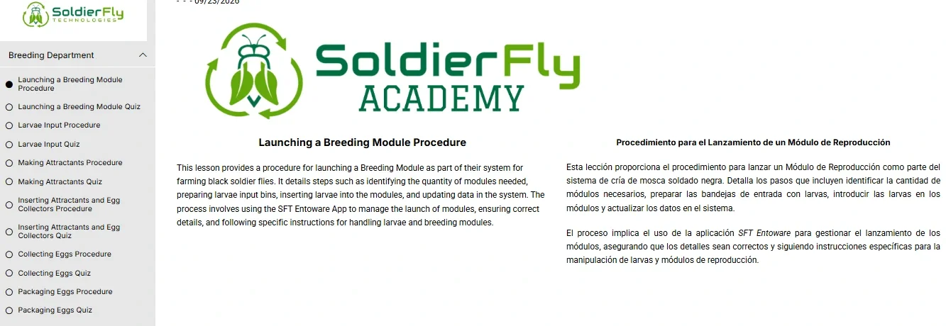an image of SFT Breeding Department in LMS portal