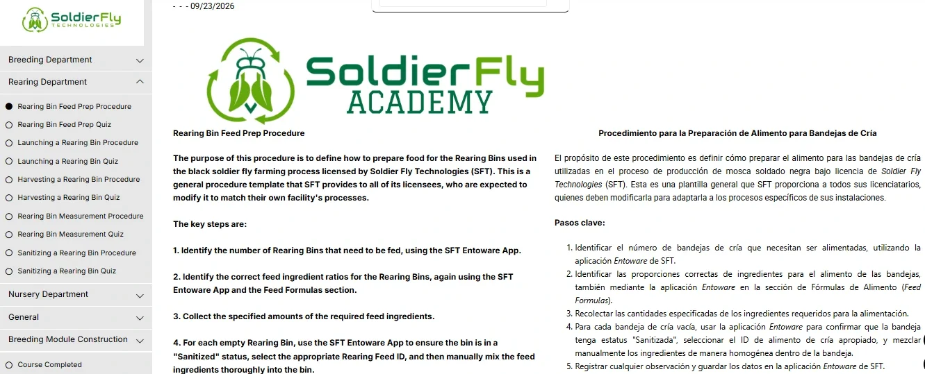 Black Soldier Fly Rearing Department Training Materials