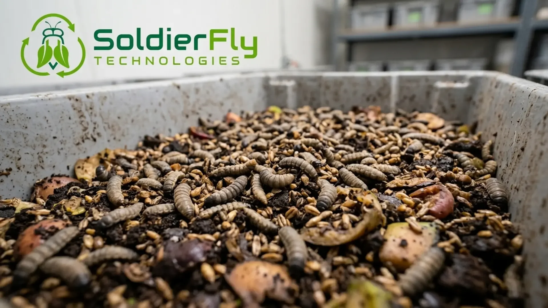 Black Soldier Fly larvae converting organic feedstock into insect biomass