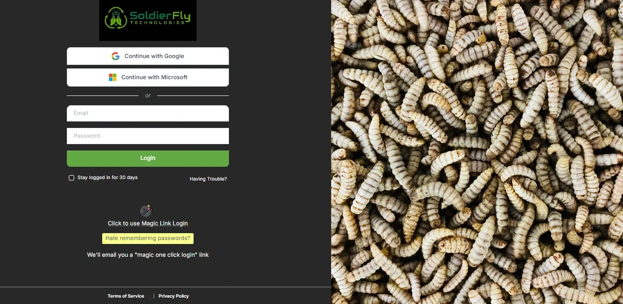an image of desktop Soldier Fly Technologies Portal Login Page