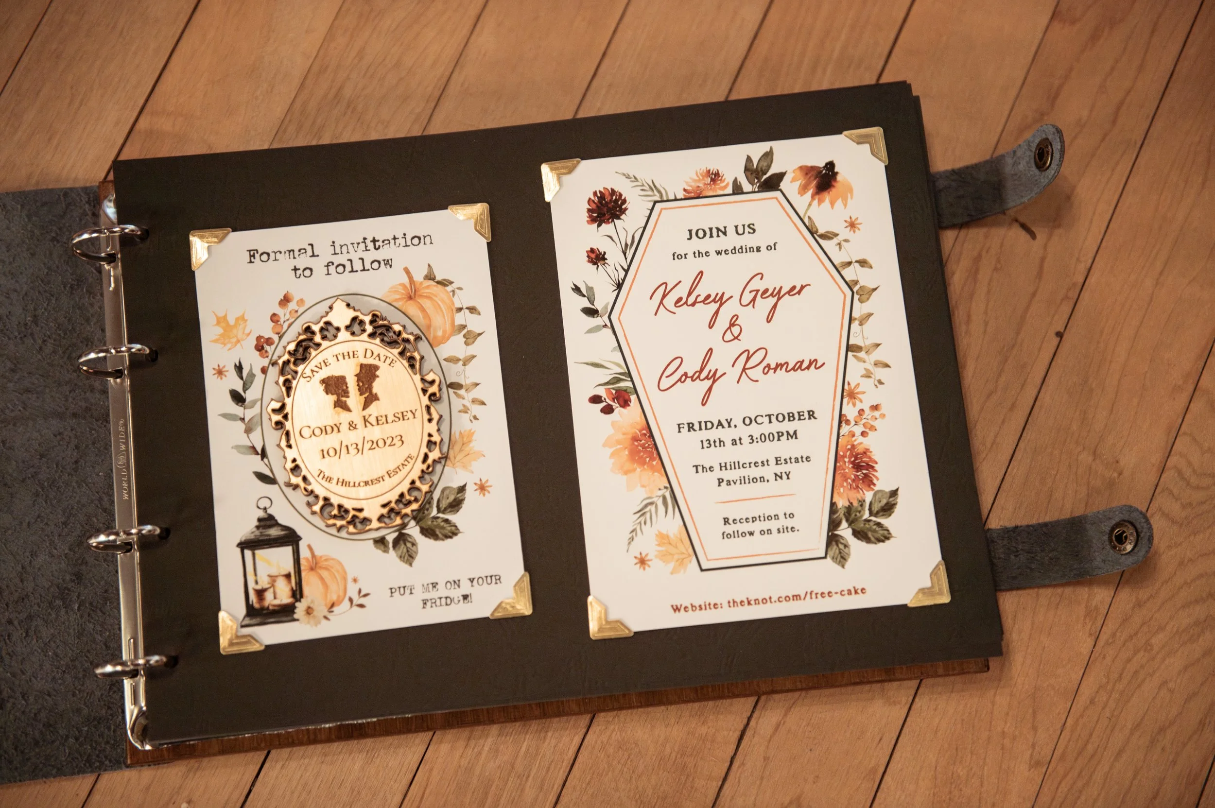 Save the date and formal invitation design for wedding. Photo credit to Jessica Gill.
