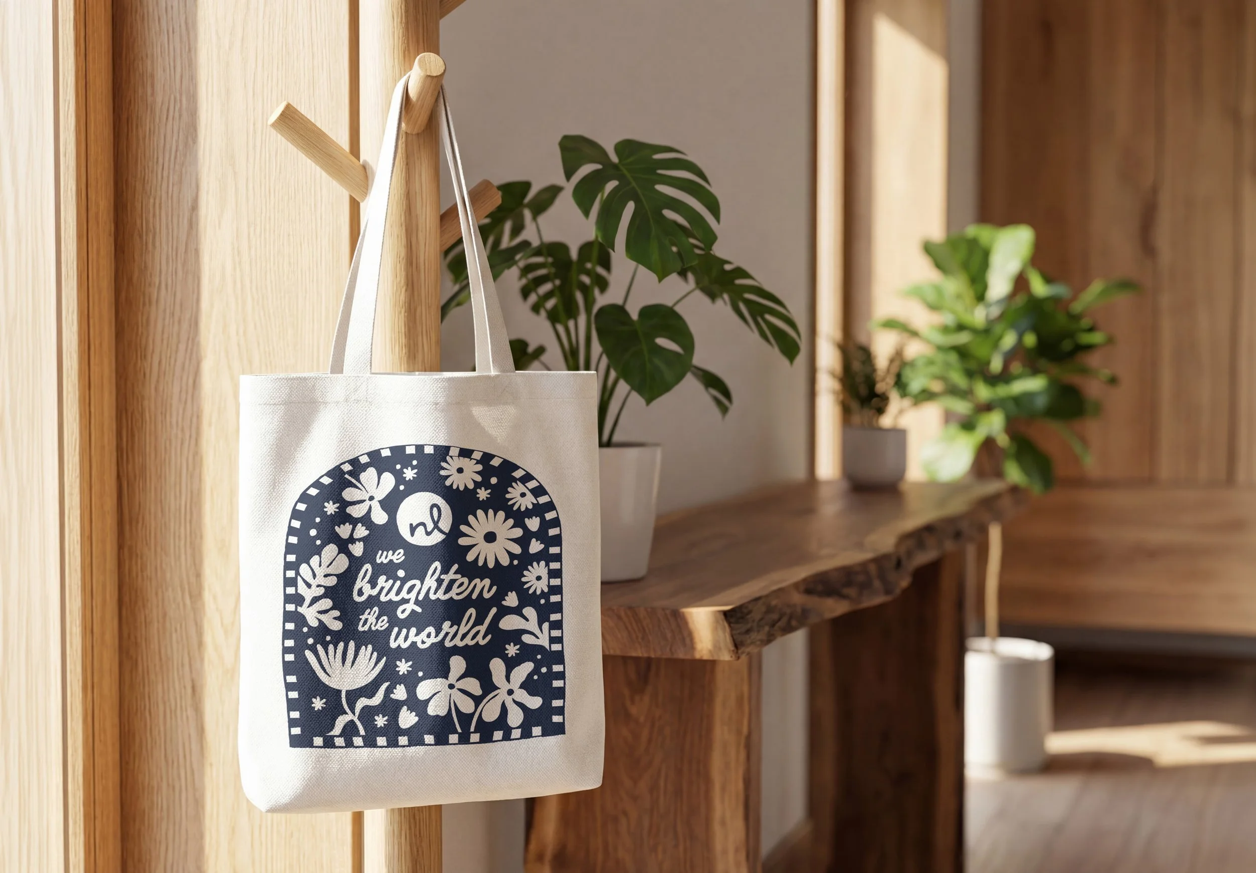 Tote bag design featuring custom illustration for Northern Lights.