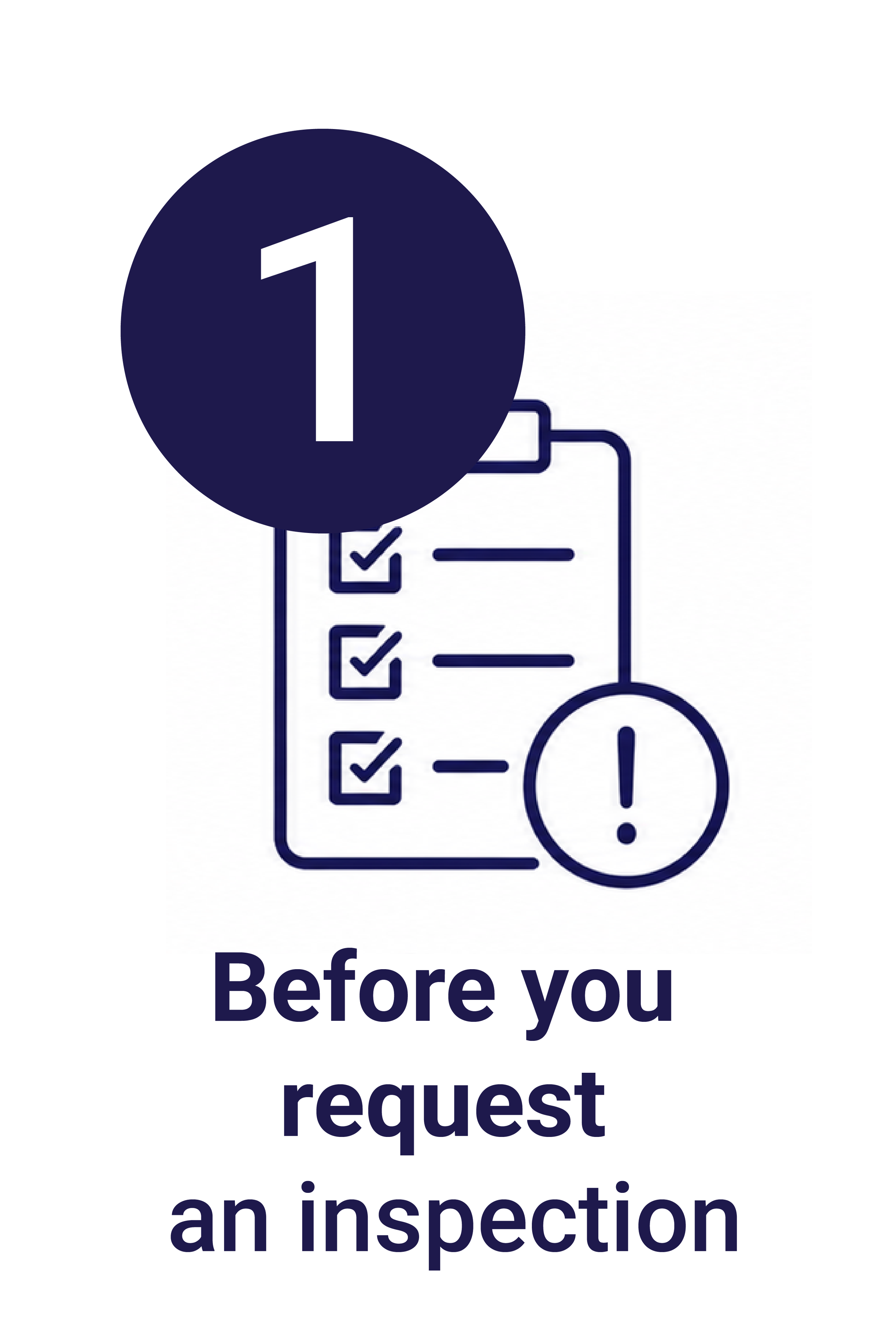 Checklist with a warning sign and the text "Before you request an inspection"