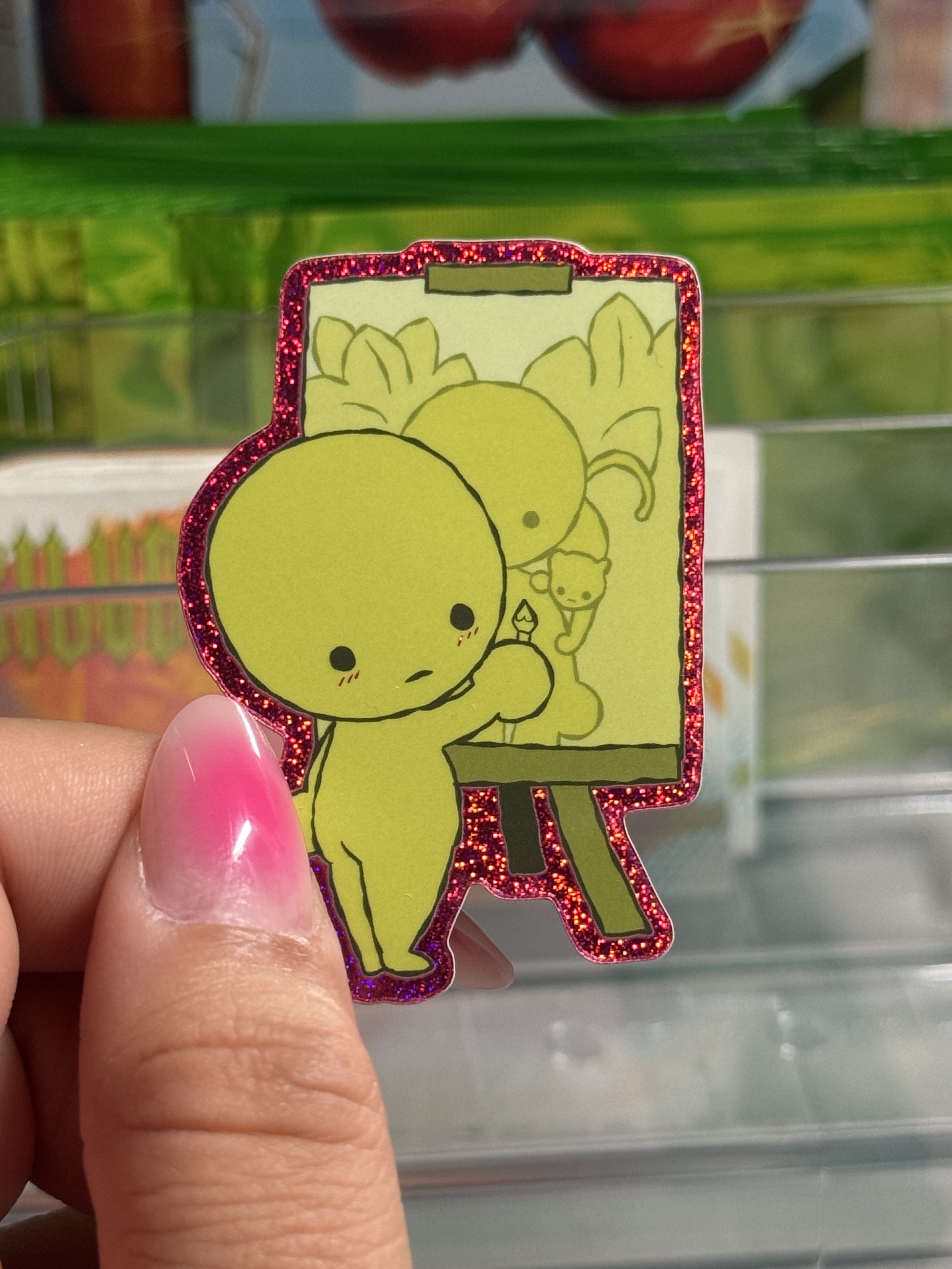 Painting Smiski pink pixie dust sticker!