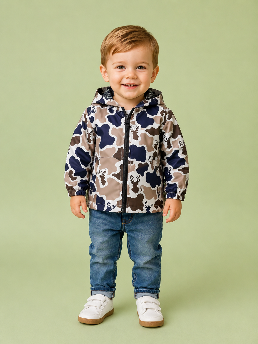 Deer Khaki Camo Zip Up Jacket