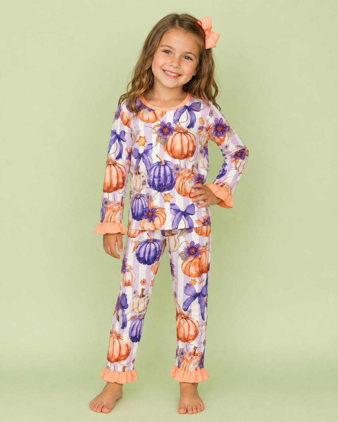Orange and Purple Pumpkin Ruffle Set