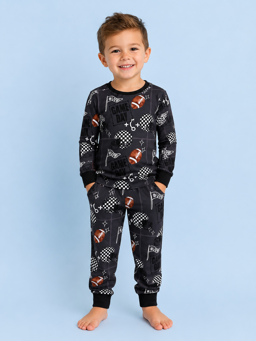 Black Chex Helmet Gameday Pant Set