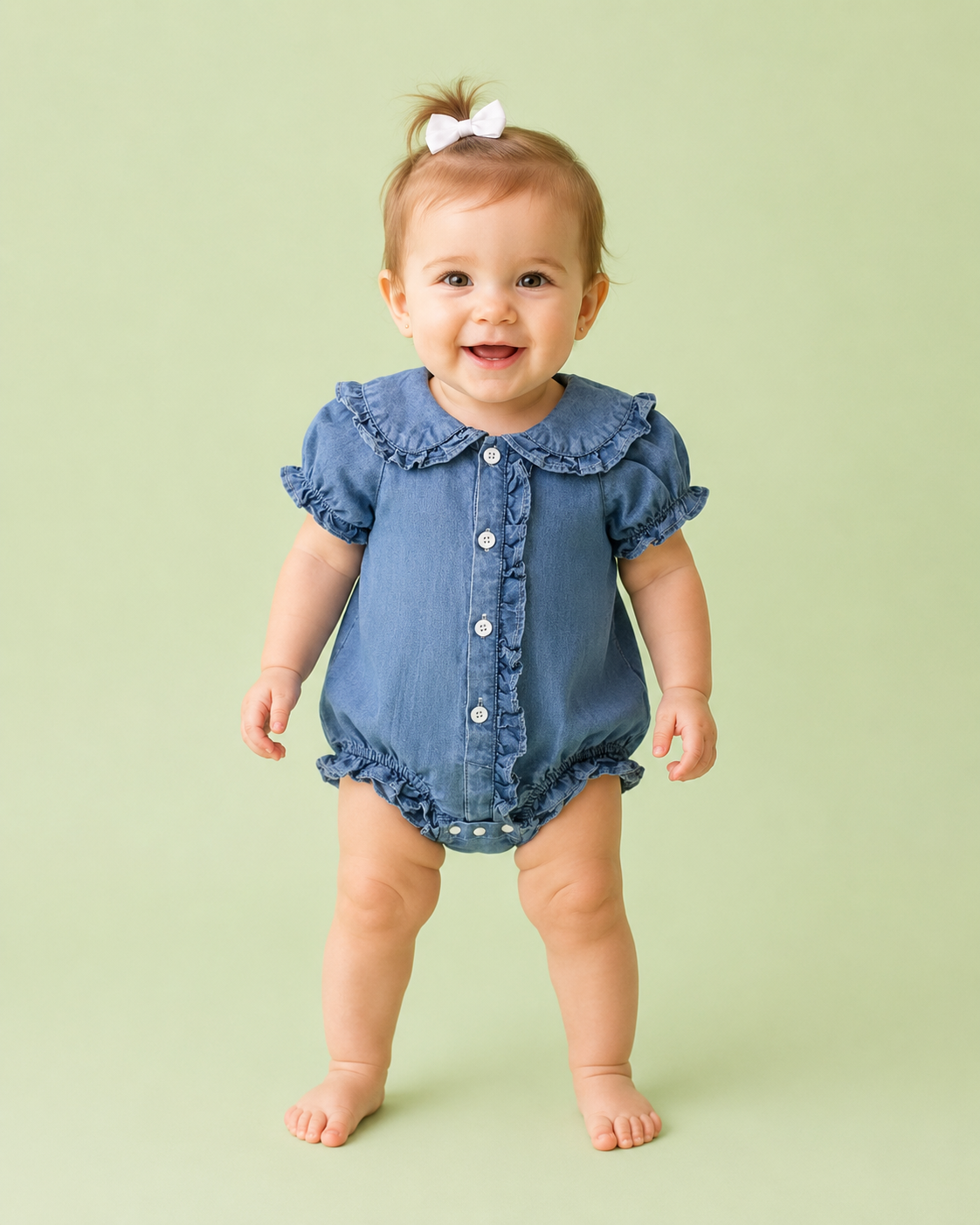 Denim Collared Baby Doll Romper
