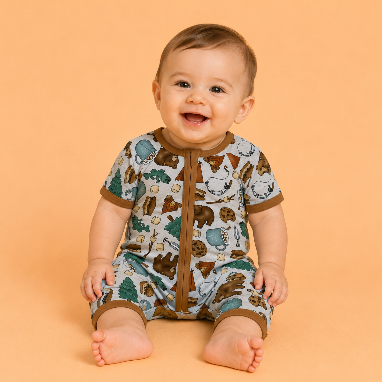 Camping Bear Bamboo Shorty