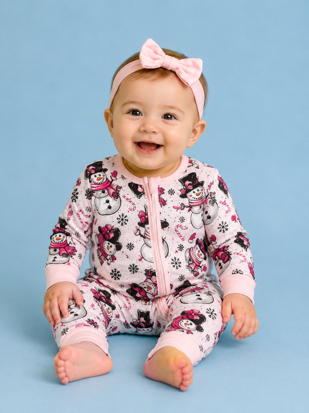 Pink Snowman Bamboo Zippy