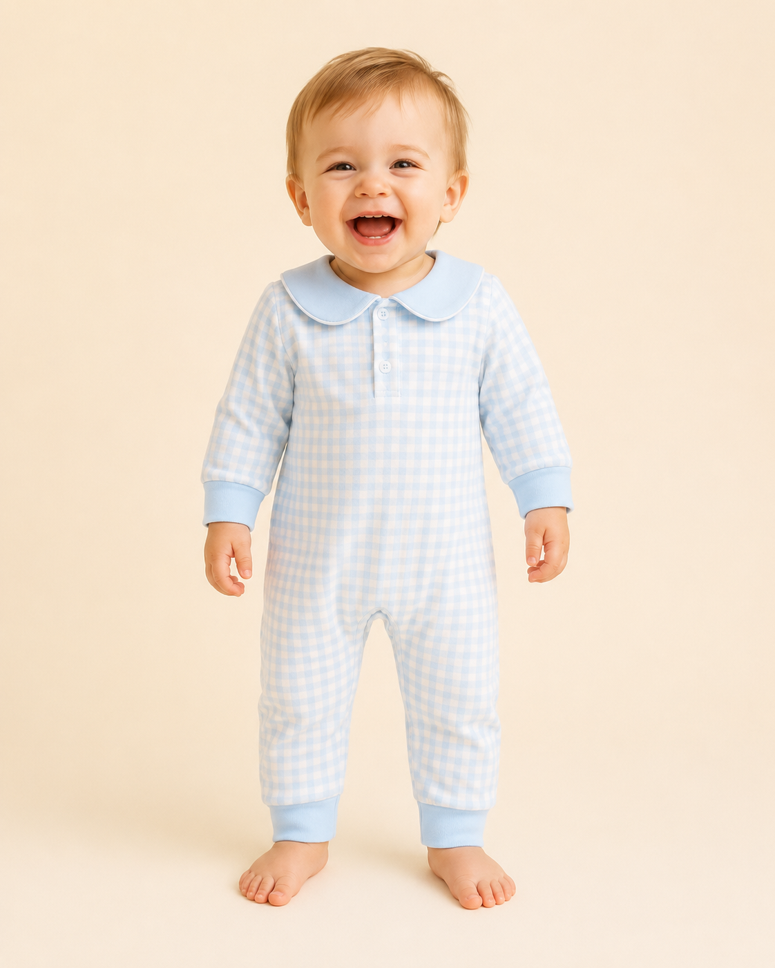 Blue Gingham Collared Jumper