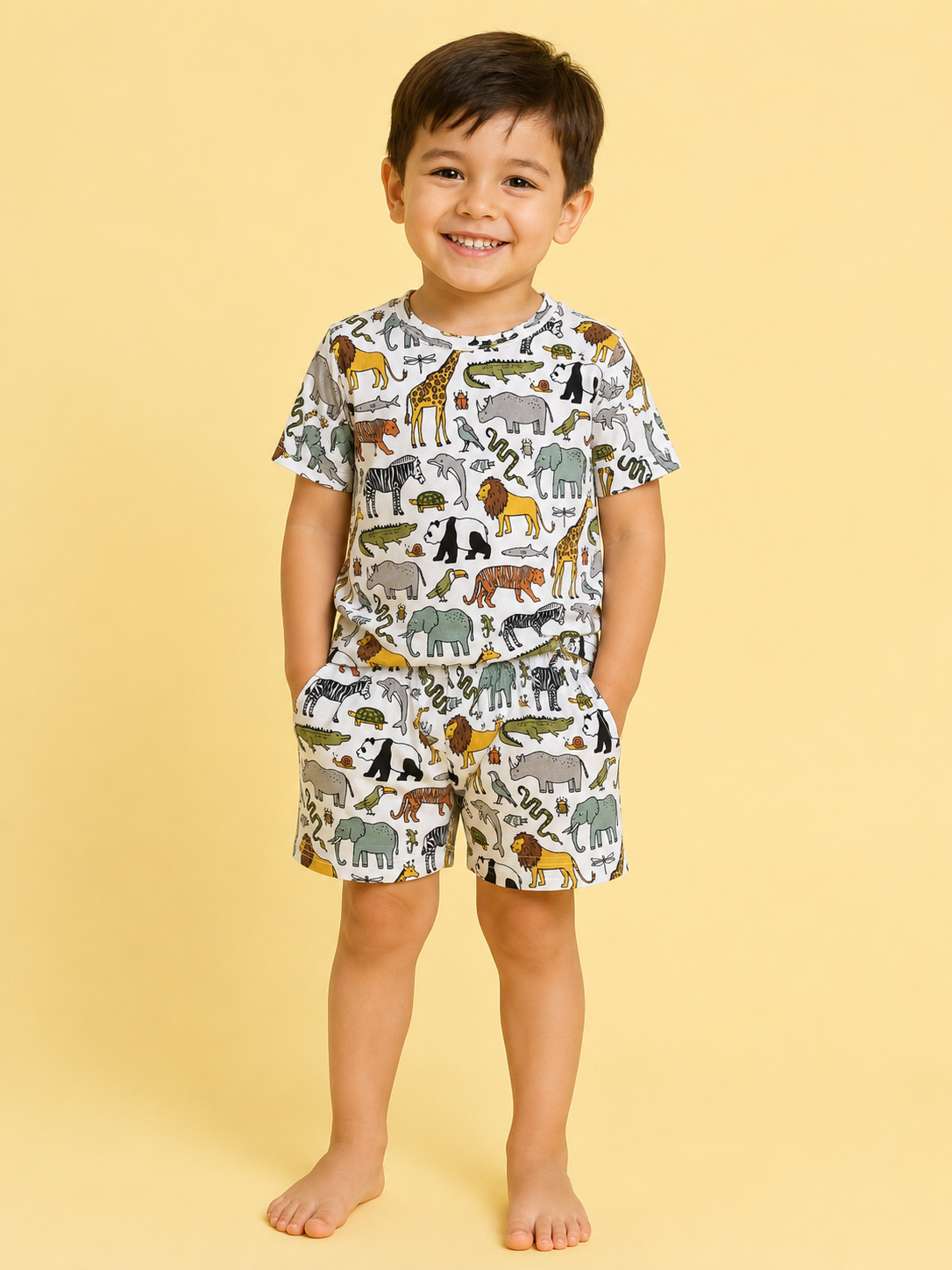 White Safari Bamboo Short Set